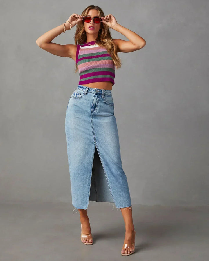 Denise | Classic High-Waist Denim Skirt