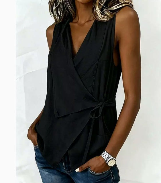 Loretta | Sleeveless Wrap Blouse