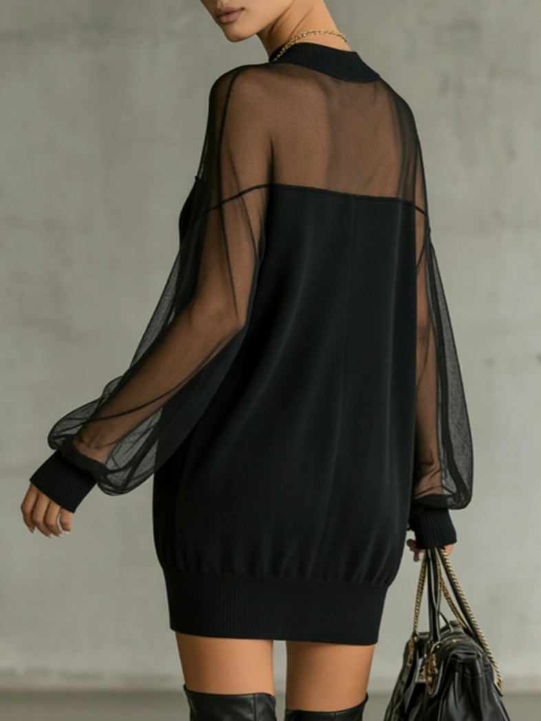 Valora | Mesh Sleeve Mini Dress