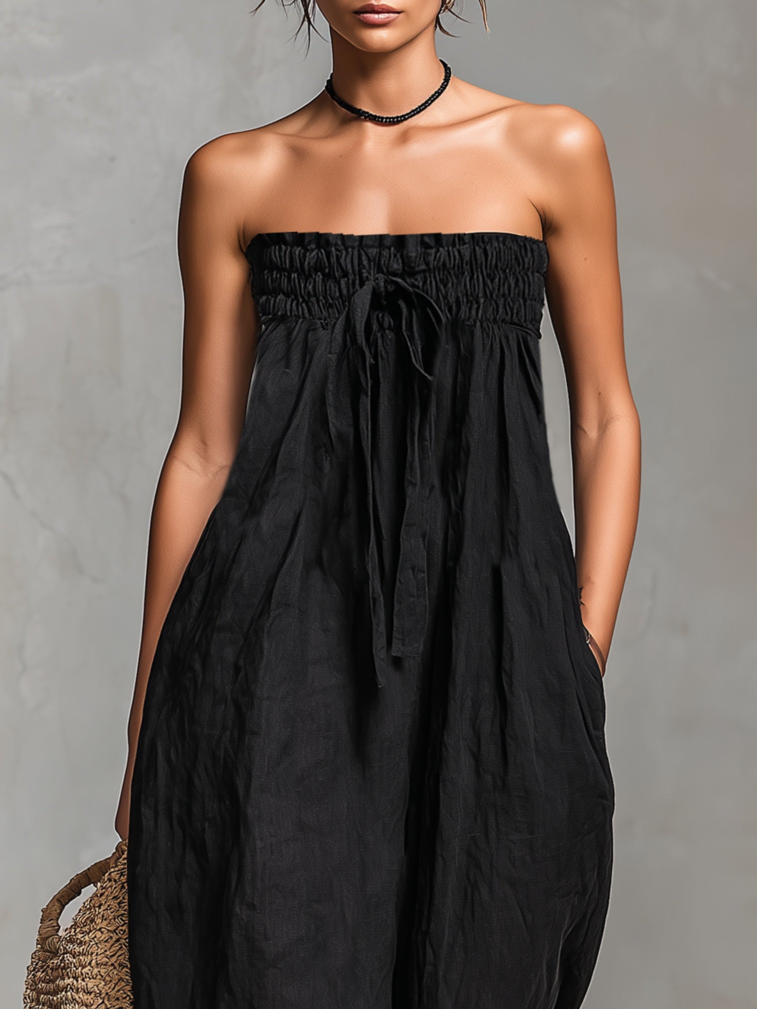 Elsa | Strapless Bow Jumpsuit