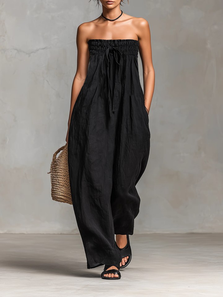 Valora | Strapless Wide Leg Jumpsuit