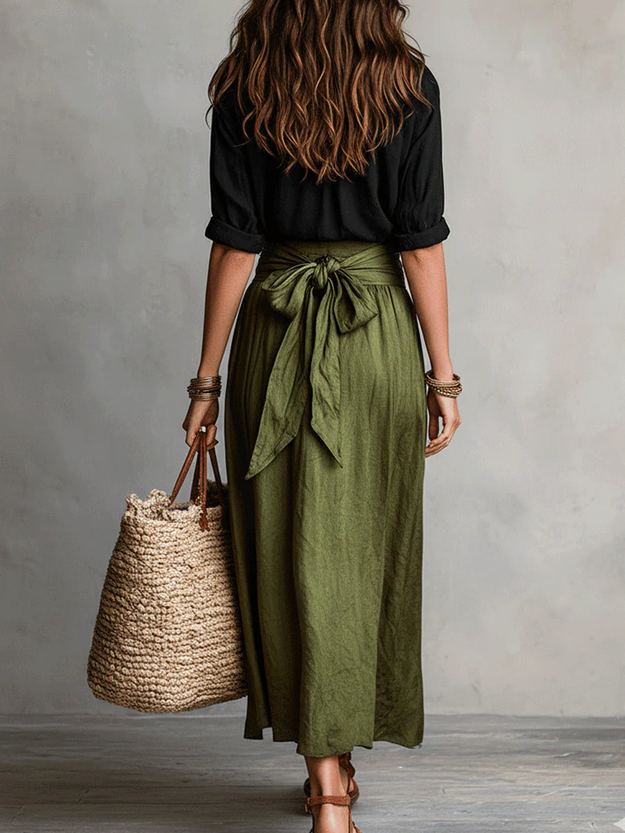 Sophia | Button Detail Top & Midi Skirt Set