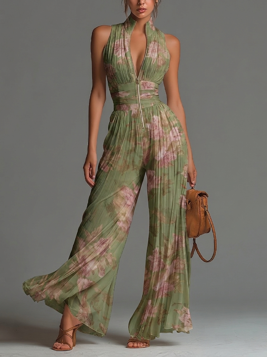 Mila | Floral Pleated Jumpsuit