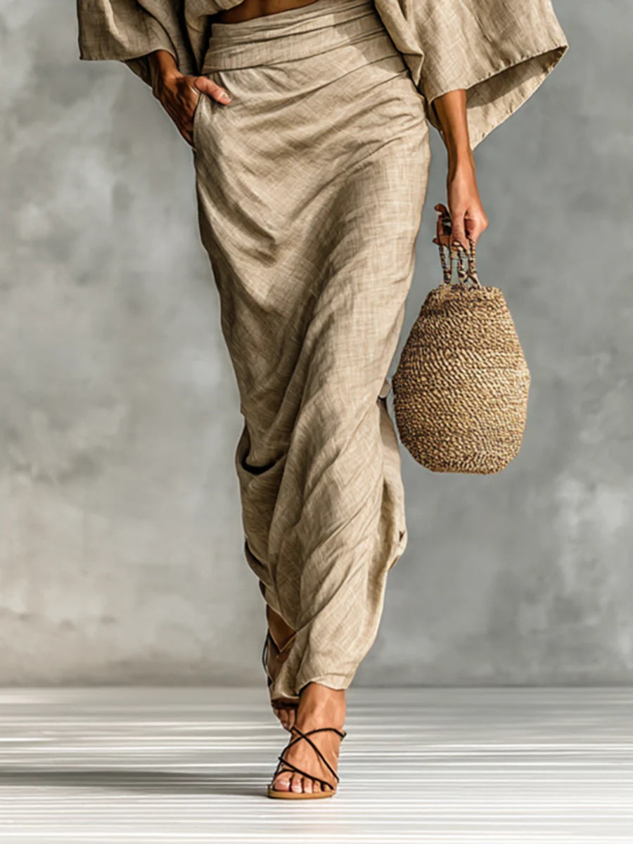 Leni | Elegant Batwing Skirt Set