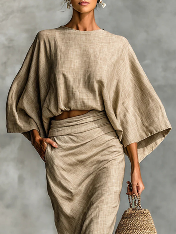 Leni | Elegant Batwing Skirt Set