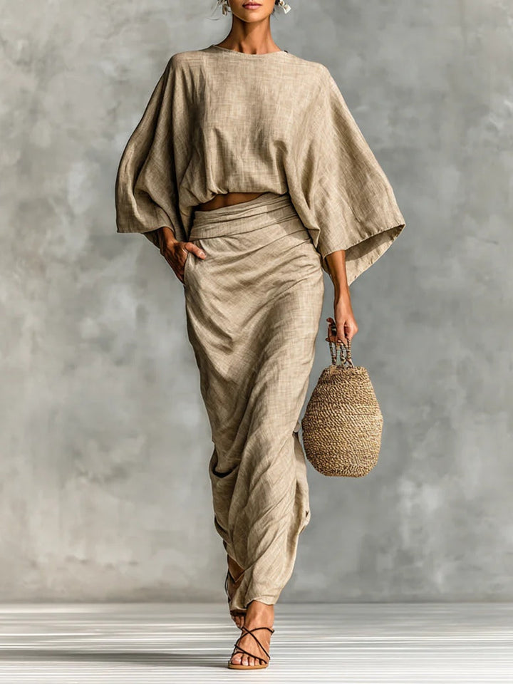 Leni | Elegant Batwing Skirt Set