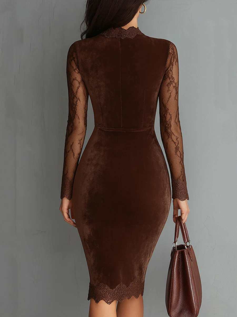 Celeste | Velvet Lace Sleeve Mini Dress