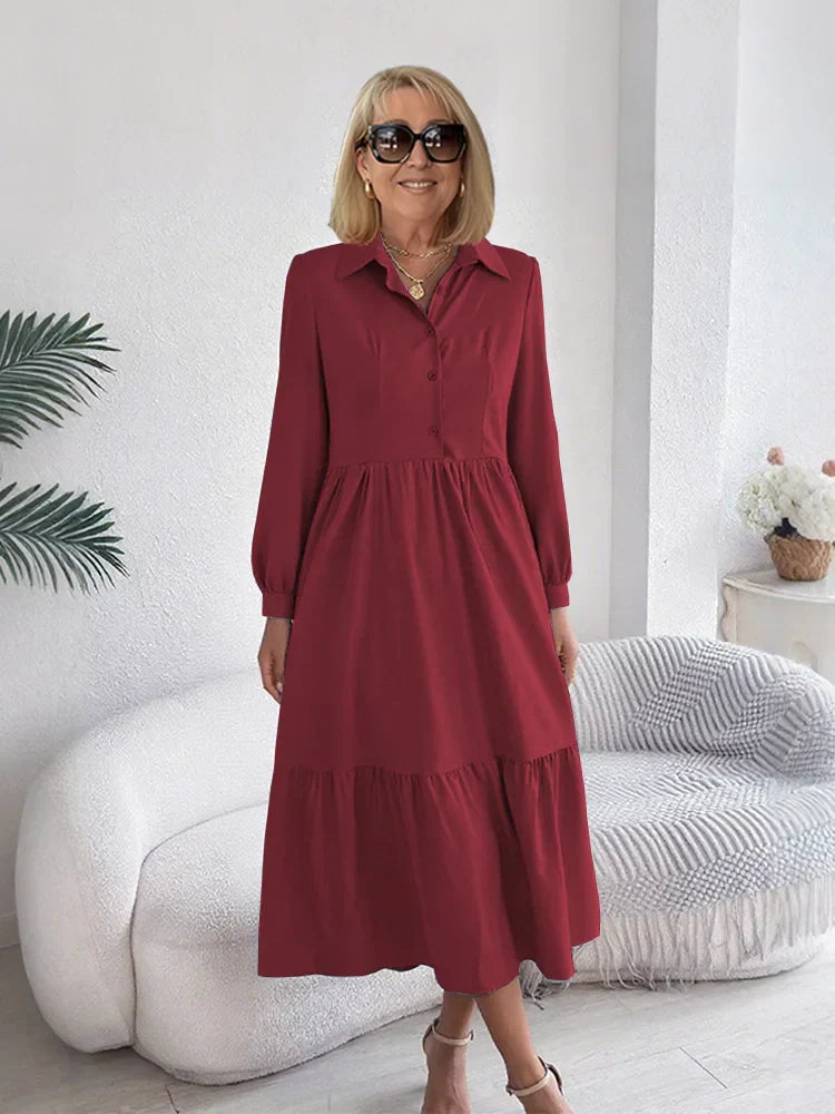 Sophie | Elegant Comfort Ruffle Shirt Dress