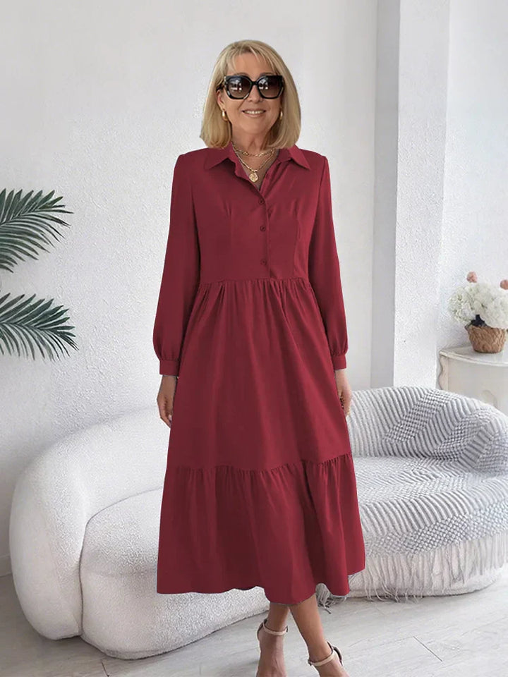 Sophie | Elegant Comfort Ruffle Shirt Dress