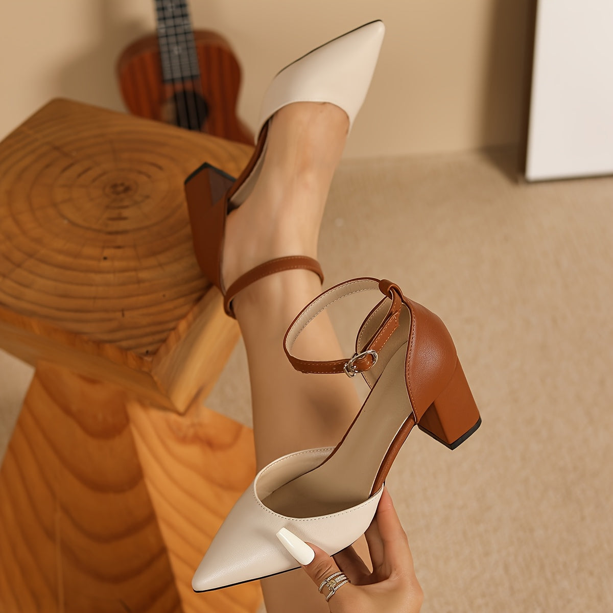 Valeria | Two-Tone Block Heel Sandals
