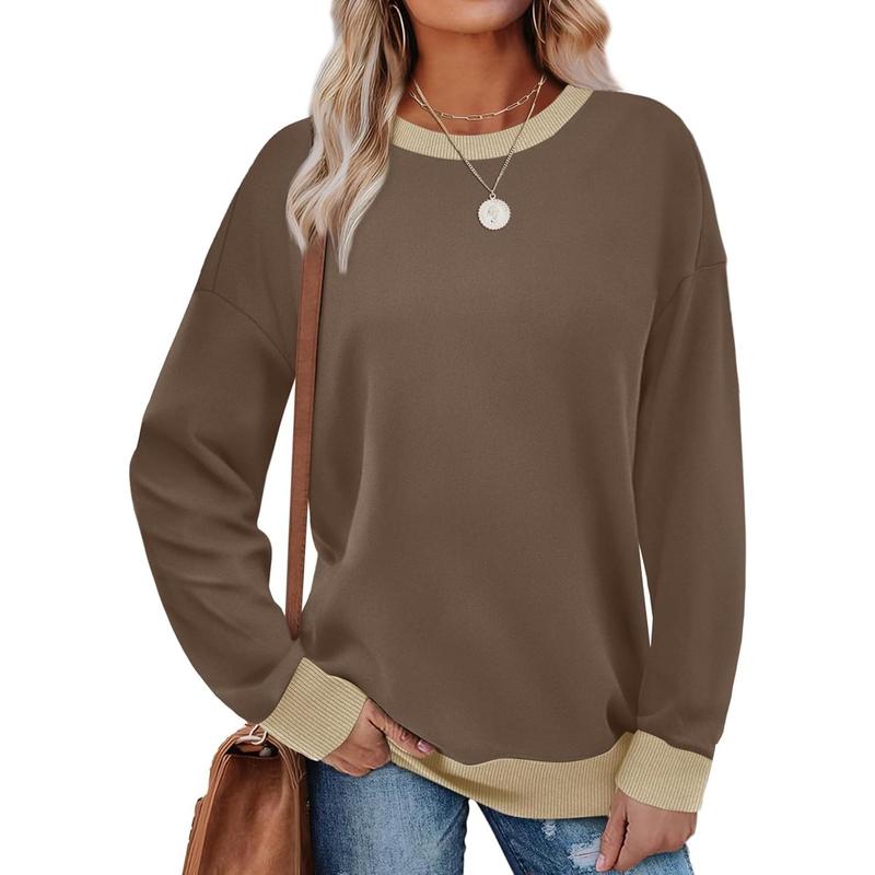 Margaret | Contrast Trim Crew Neck Long Sleeve Tunic Sweatshirt