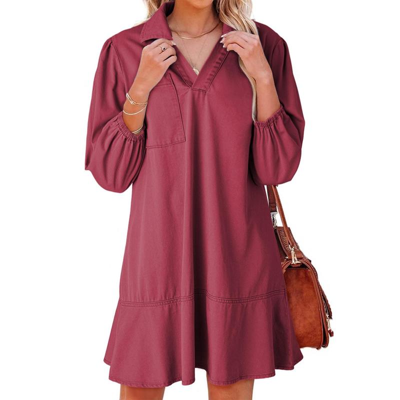 Gemma | Classic Soft Washed Denim Puff Sleeve Dress