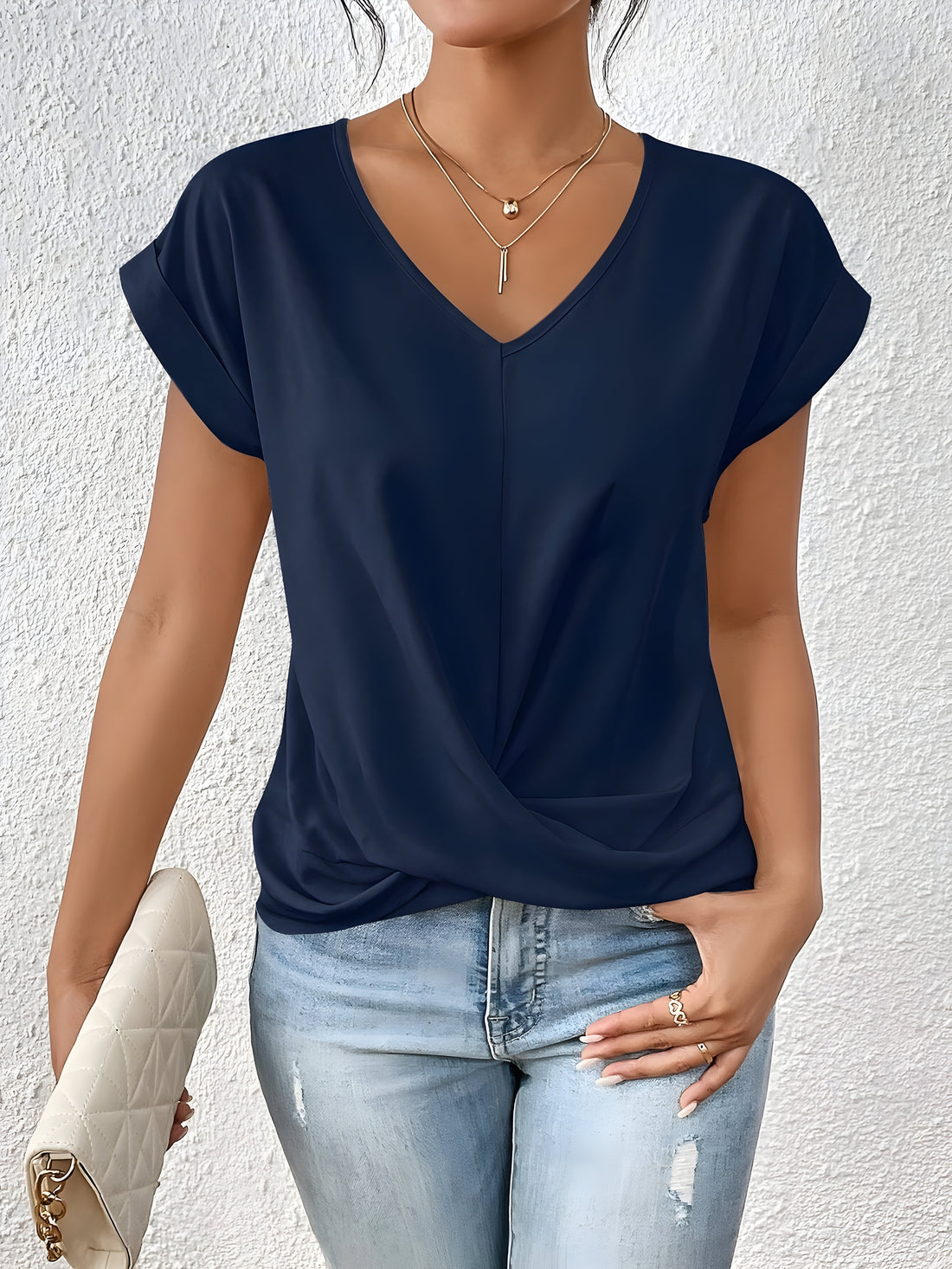 Dahlia | Classic Twist Detail V-Neck Top