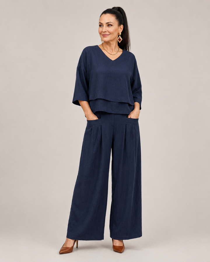 Brenda | Layered Top Wide Leg Set