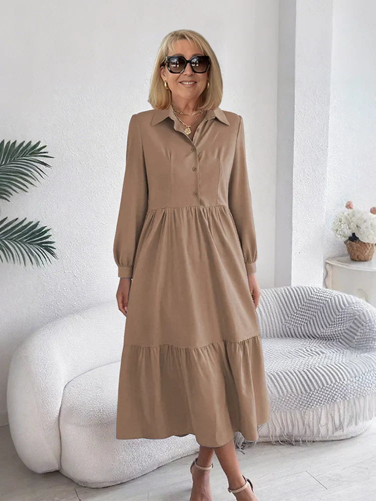 Sophie | Elegant Comfort Ruffle Shirt Dress