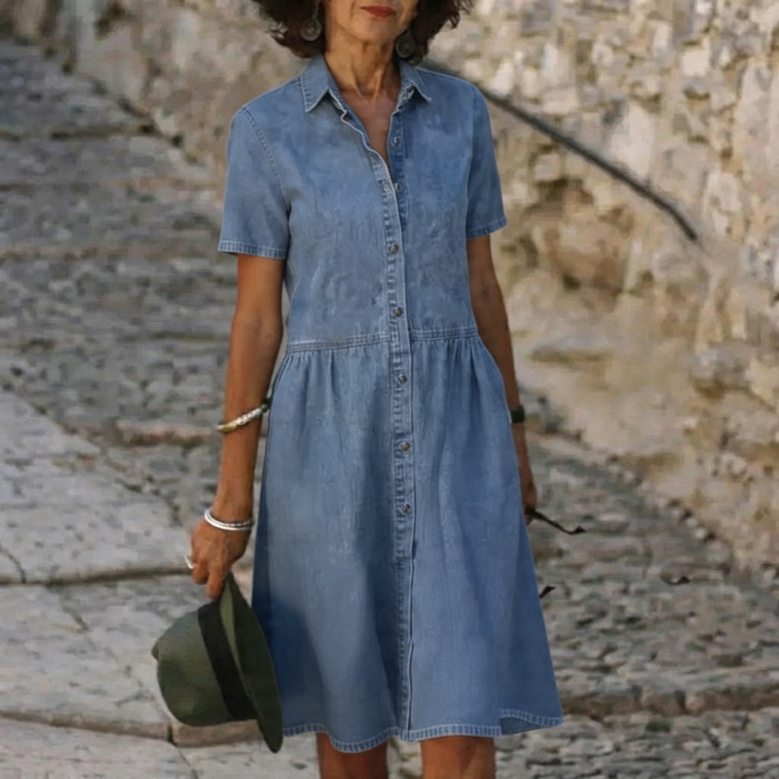 Harlow | Soft Wash Denim Midi Dress