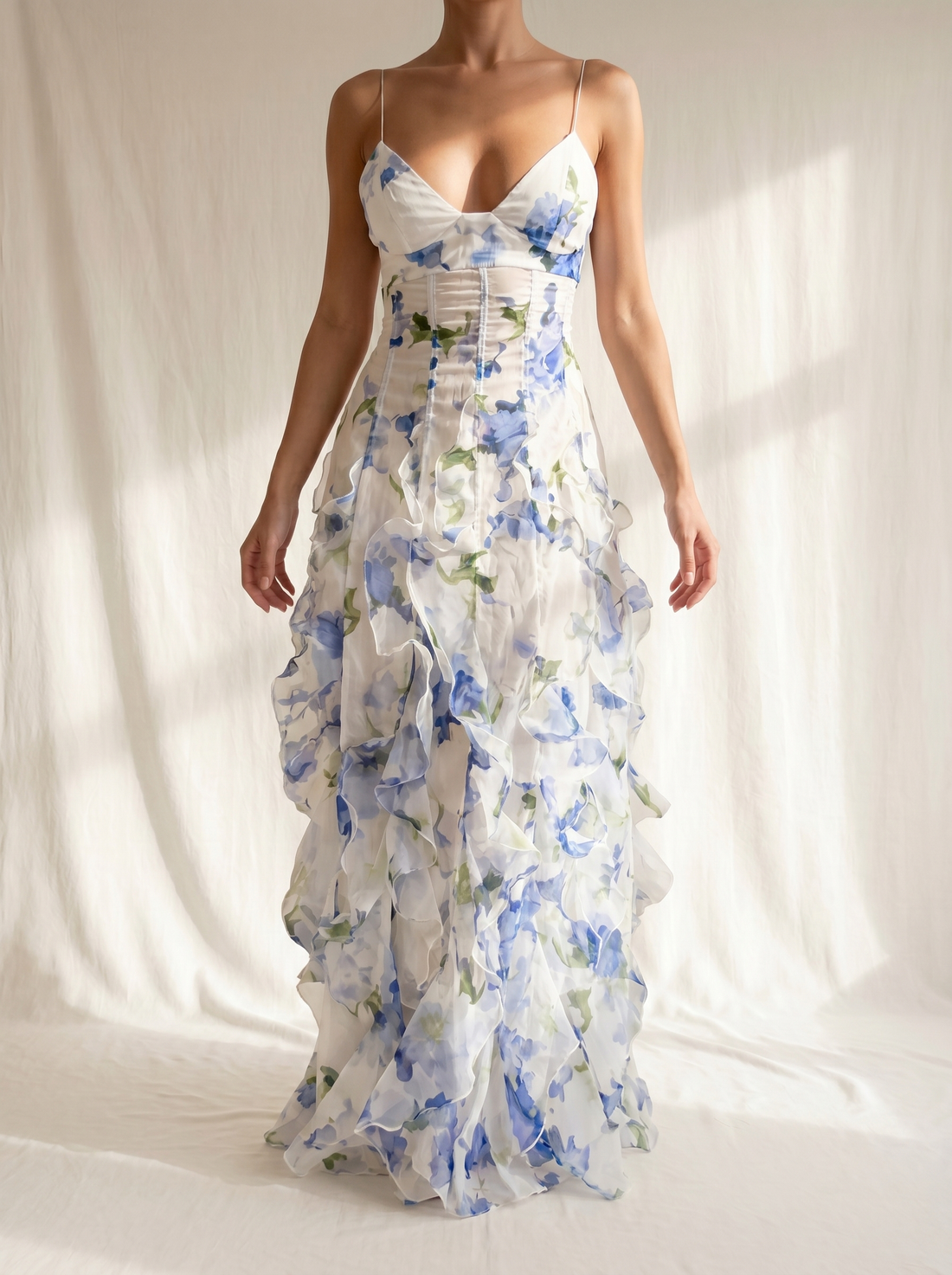 Maeve | Floral Ruffle Midi Dress