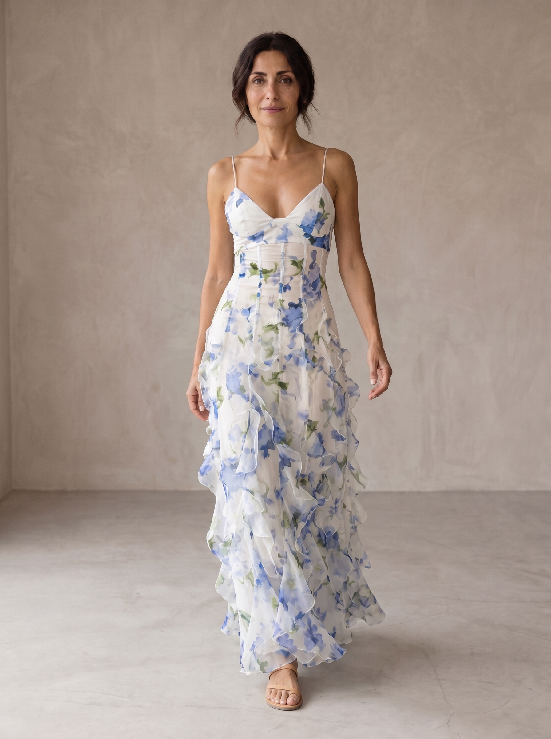 Maeve | Floral Ruffle Midi Dress