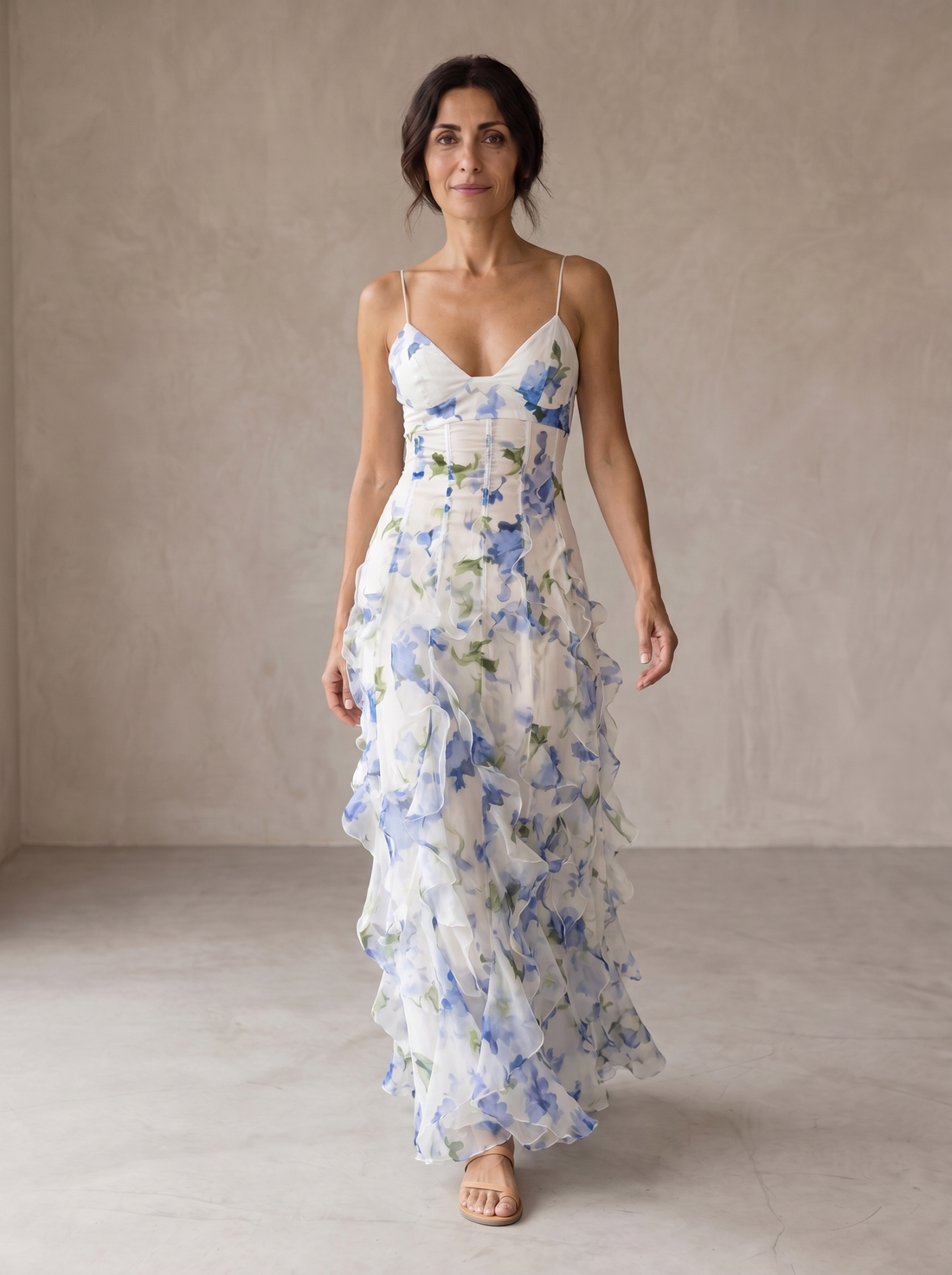 Maeve | Floral Ruffle Midi Dress