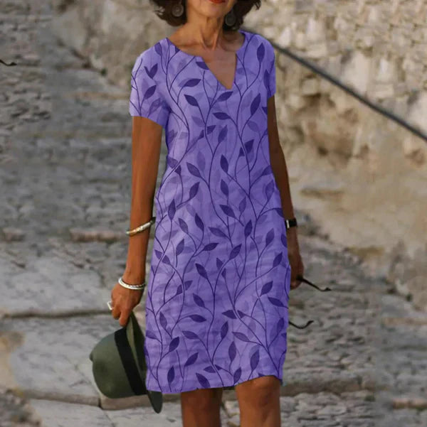 Noelle | Effortless Leaf Pattern Dress