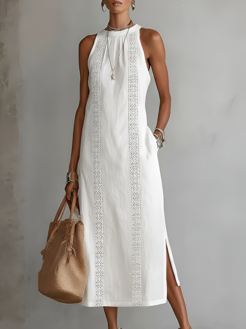 Marielle | Linen Collar Midi Dress