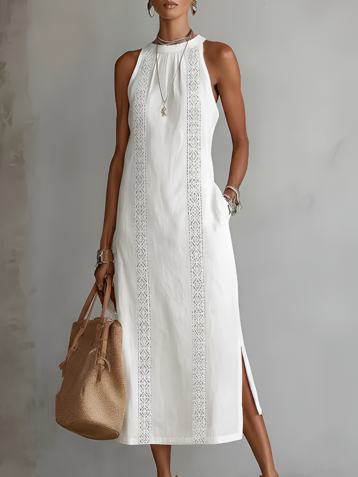 Marielle | Linen Collar Midi Dress