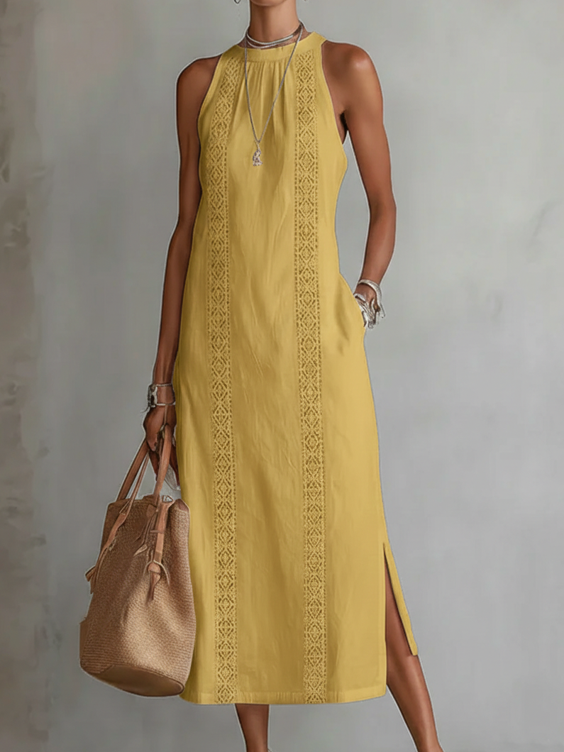Marielle | Linen Collar Midi Dress