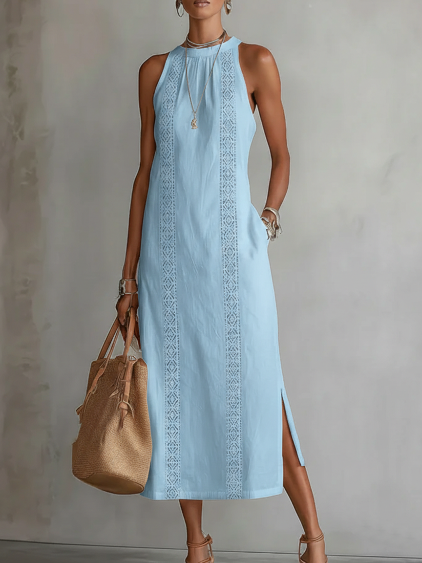 Marielle | Linen Collar Midi Dress