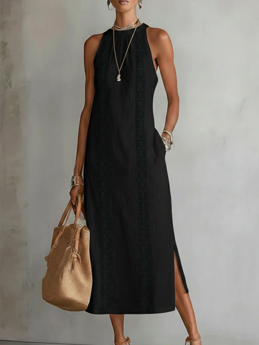 Marielle | Linen Collar Midi Dress