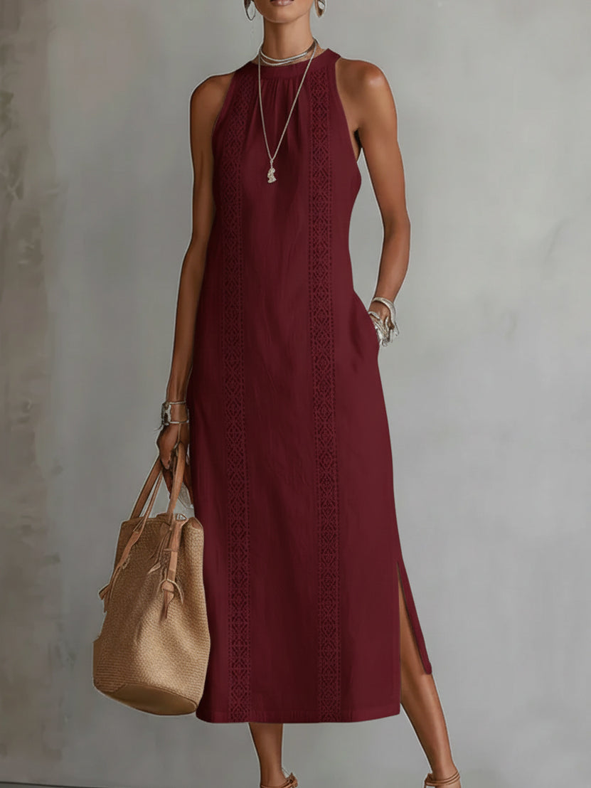 Marielle | Linen Collar Midi Dress